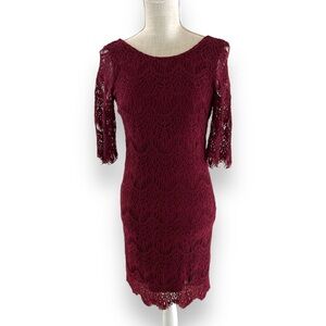 Ezra Lace Lined Red Dress Size S